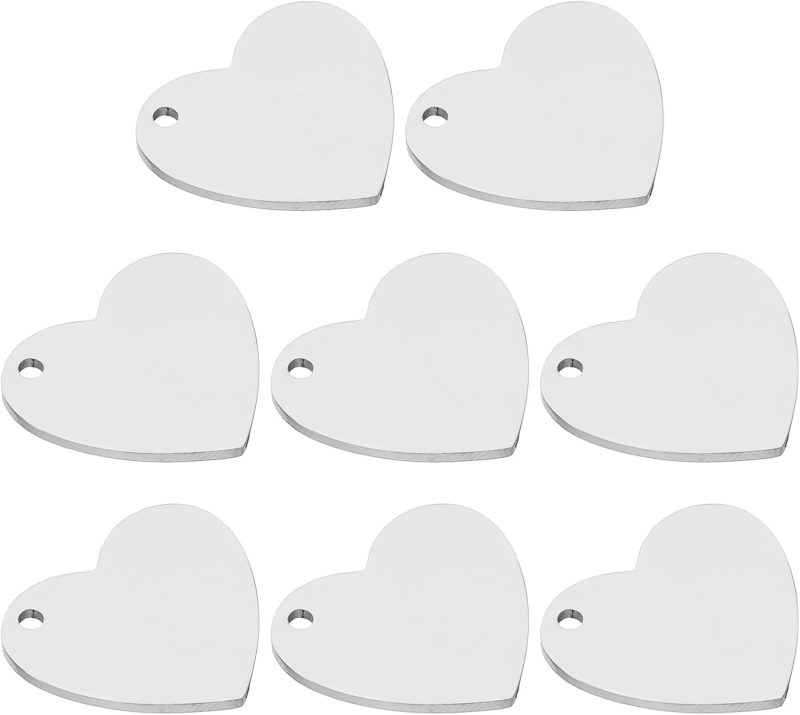 Heart Charm, Heart Pendant Metal Stamping Blanks Tags Stainless Steel Blank Stamping Tags Pendant Plate for Laser Engraving