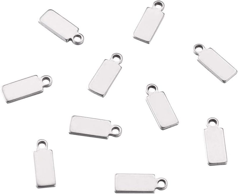 Stainless Steel Charms Pendants Bulk, Small Mini Metal Stamping Blank Tag Charms Pendants Tiny Jewelry Charms Accessories for Bracelet Necklace Earrings Chain Jewelry Making Findings