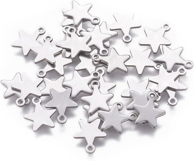 Stainless Steel Charms Pendants Bulk, Small Mini Metal Stamping Blank Tag Charms Pendants Tiny Jewelry Charms Accessories for Bracelet Necklace Earrings Chain Jewelry Making Findings