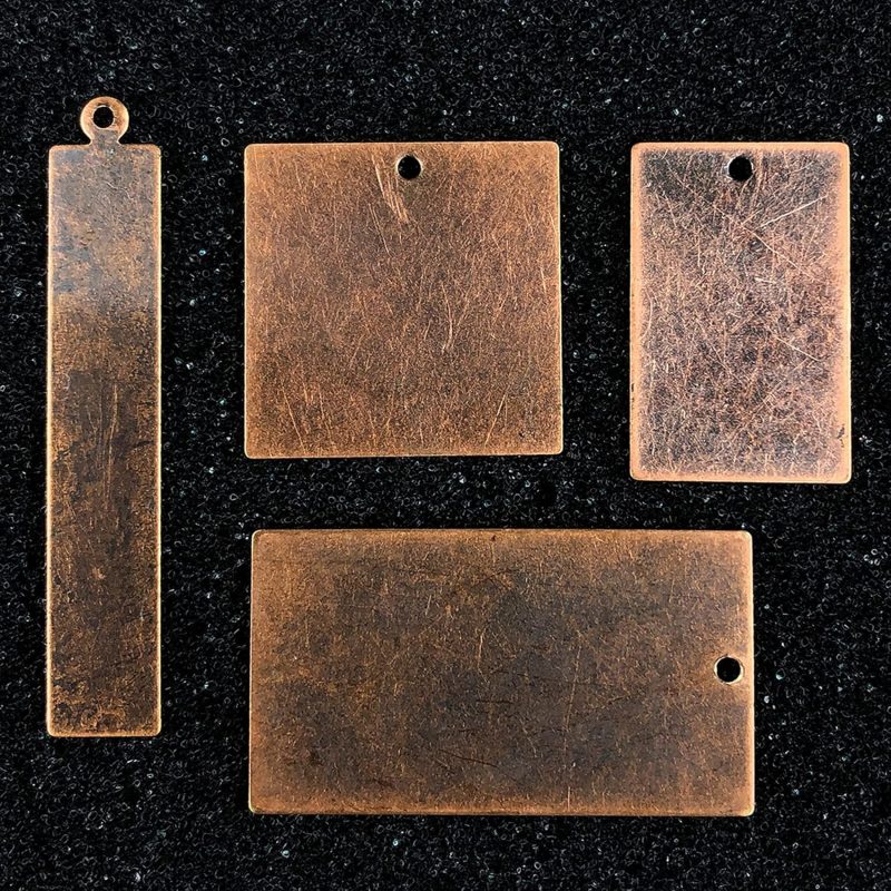 24Pcs Antique Red Copper Brass Blank Stamping Pendants Handmade Crafting Tag Accessories Supplies Personalized Custome Jewelry Metal Stamping Tags (Antique Red Copper)